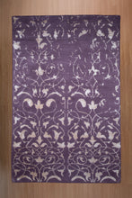 Load image into Gallery viewer, Handmade Wool &amp; Bamboo Silk Carpet – Plum Floral Luxury Area Rug

