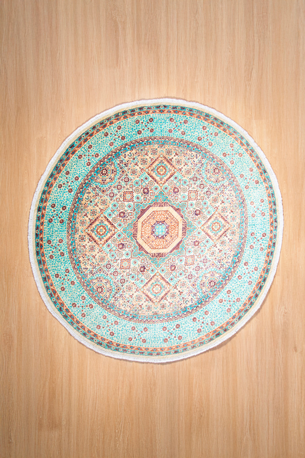 Round Turquoise Medallion Afghan Zeigler