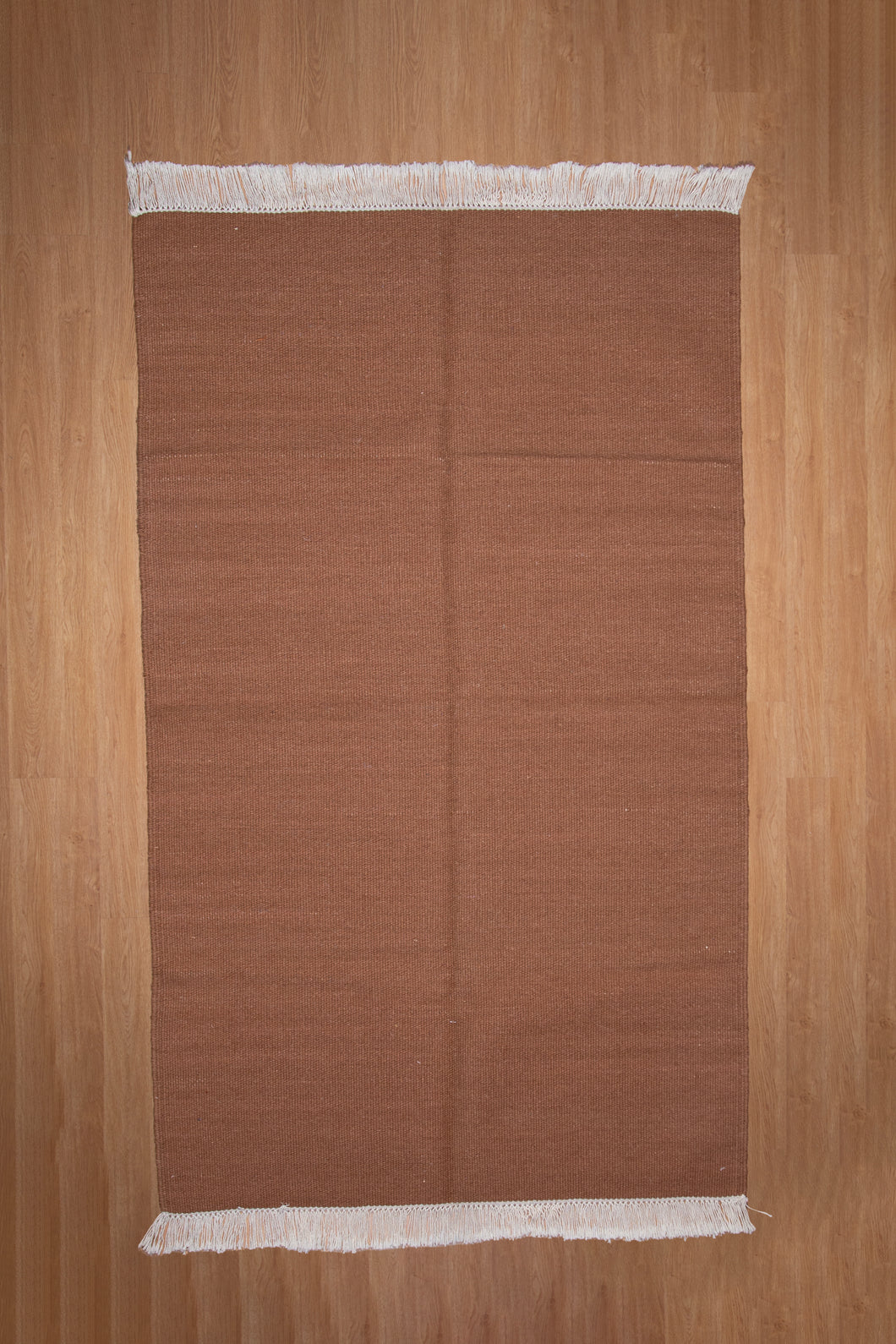 Solid Rust Handwoven Wool Dhurrie