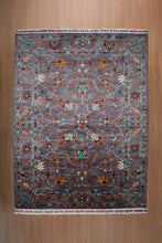 Load image into Gallery viewer, Plum Grey Zeigler Afghan Rug
