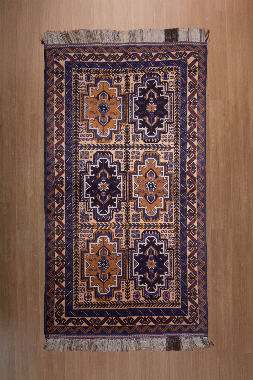 Golden Indigo Baluchi Wool Rug