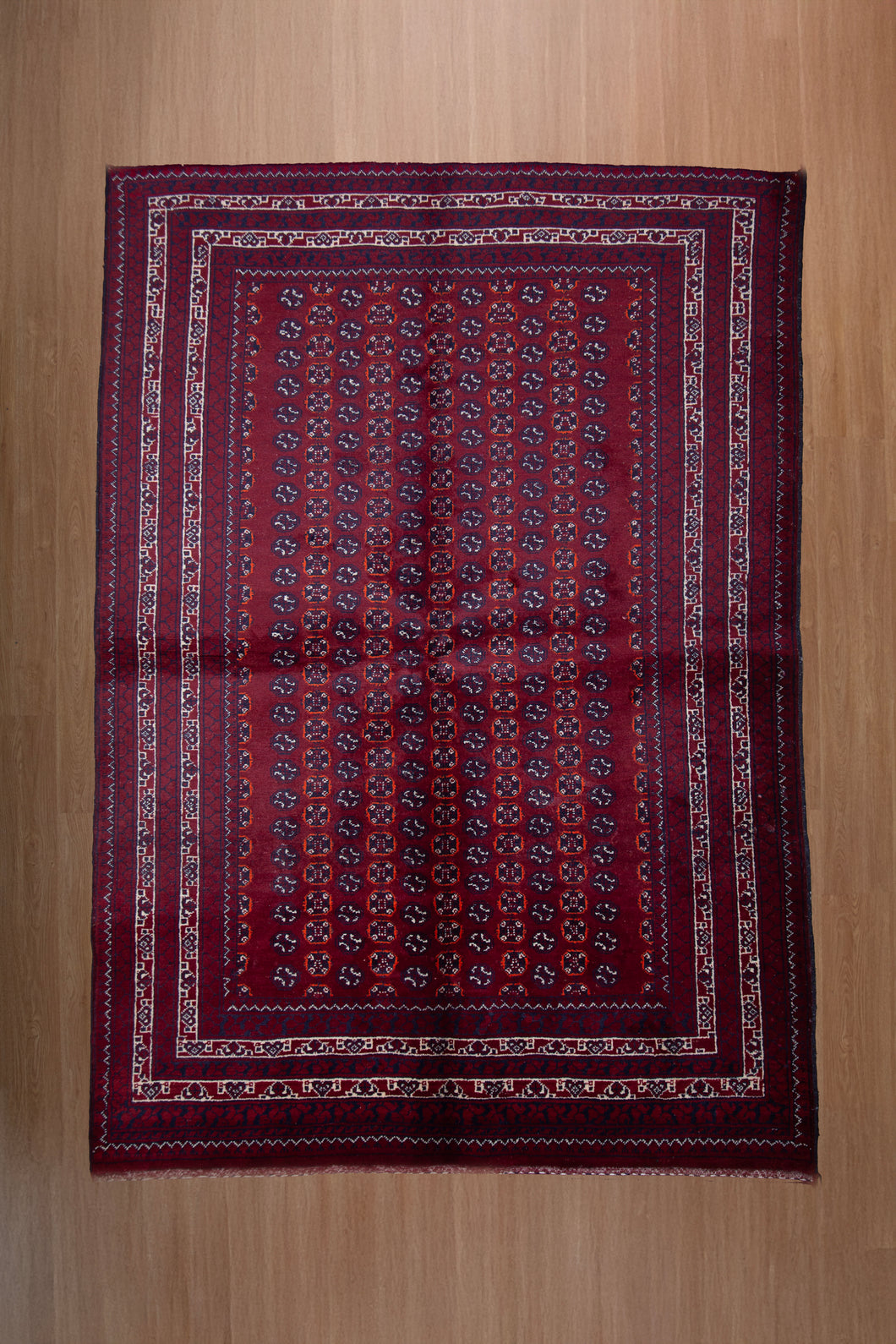 Fine Afghan Wool Rug in Burgundy