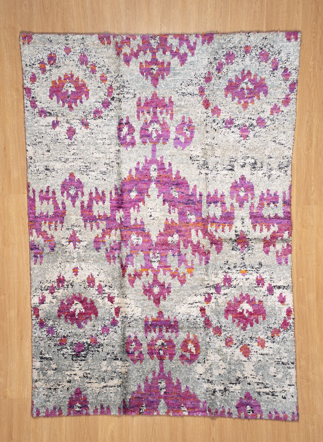 Pink Ikat Recycled Silk Rug