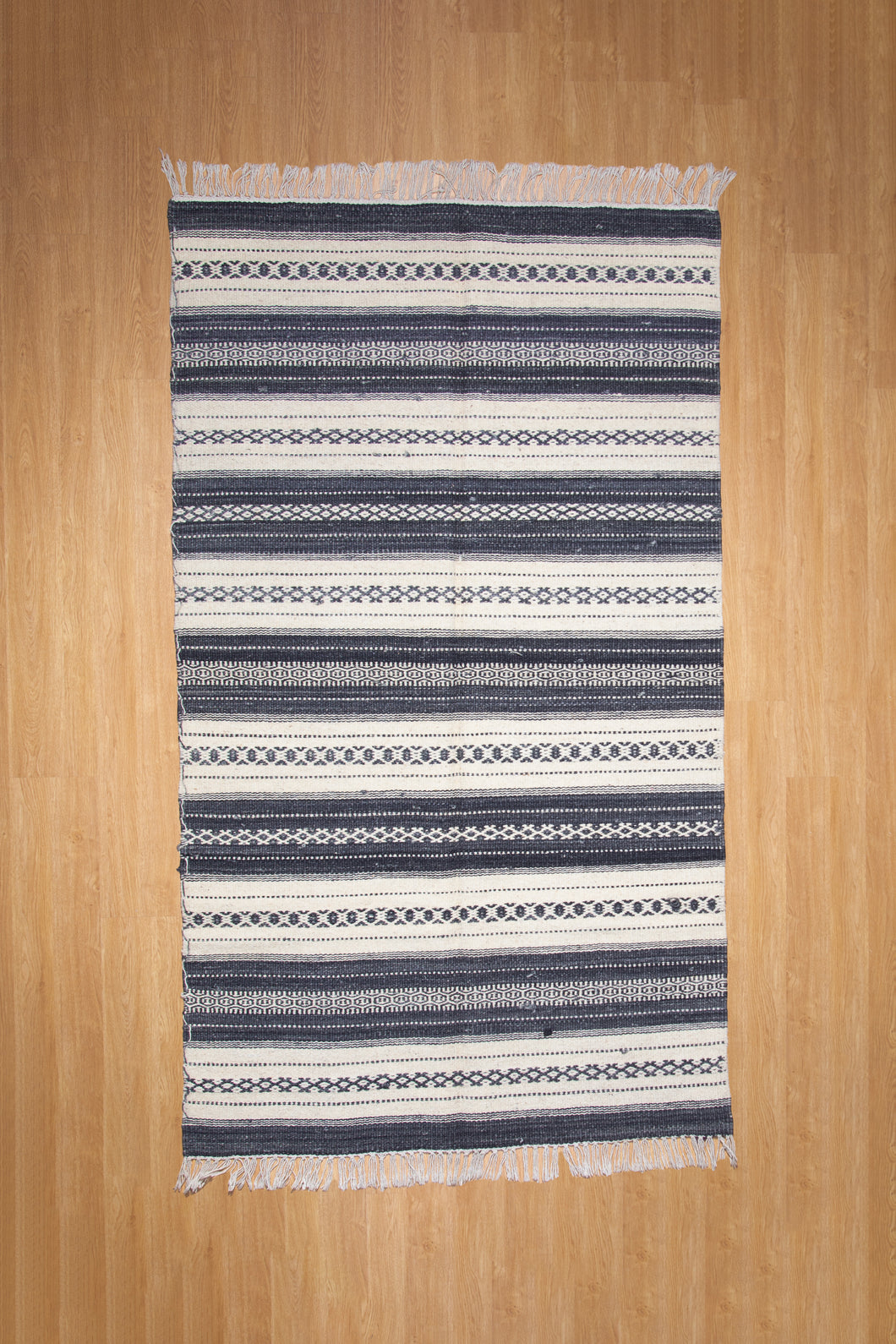 Earth-Toned Handwoven Wool Dhurrie Rug