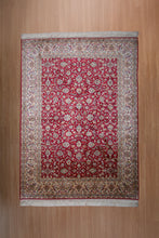 Load image into Gallery viewer, Crimson Floral Kashmiri Silk Carpet

