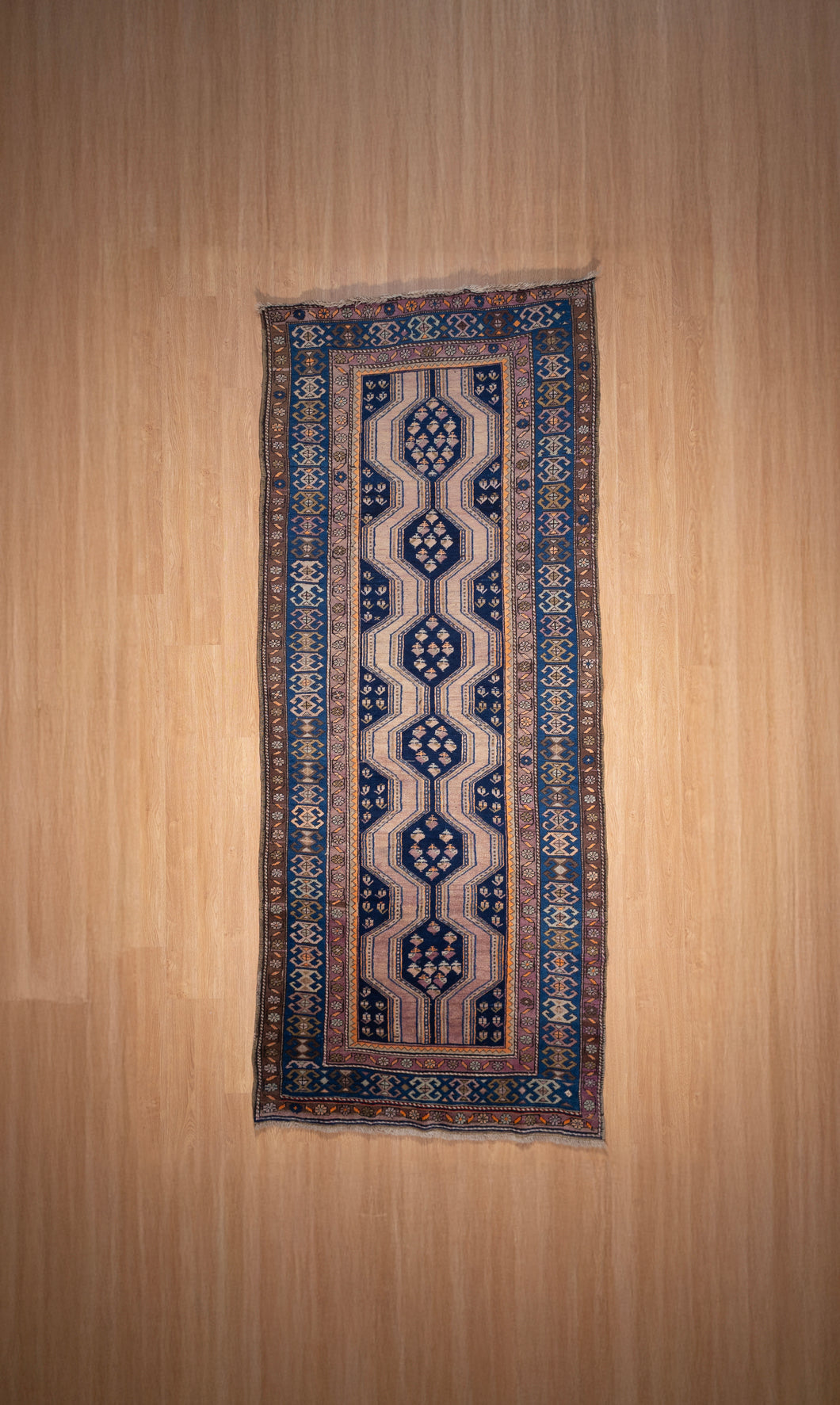 Antique Caucasian Blue Wool Runner