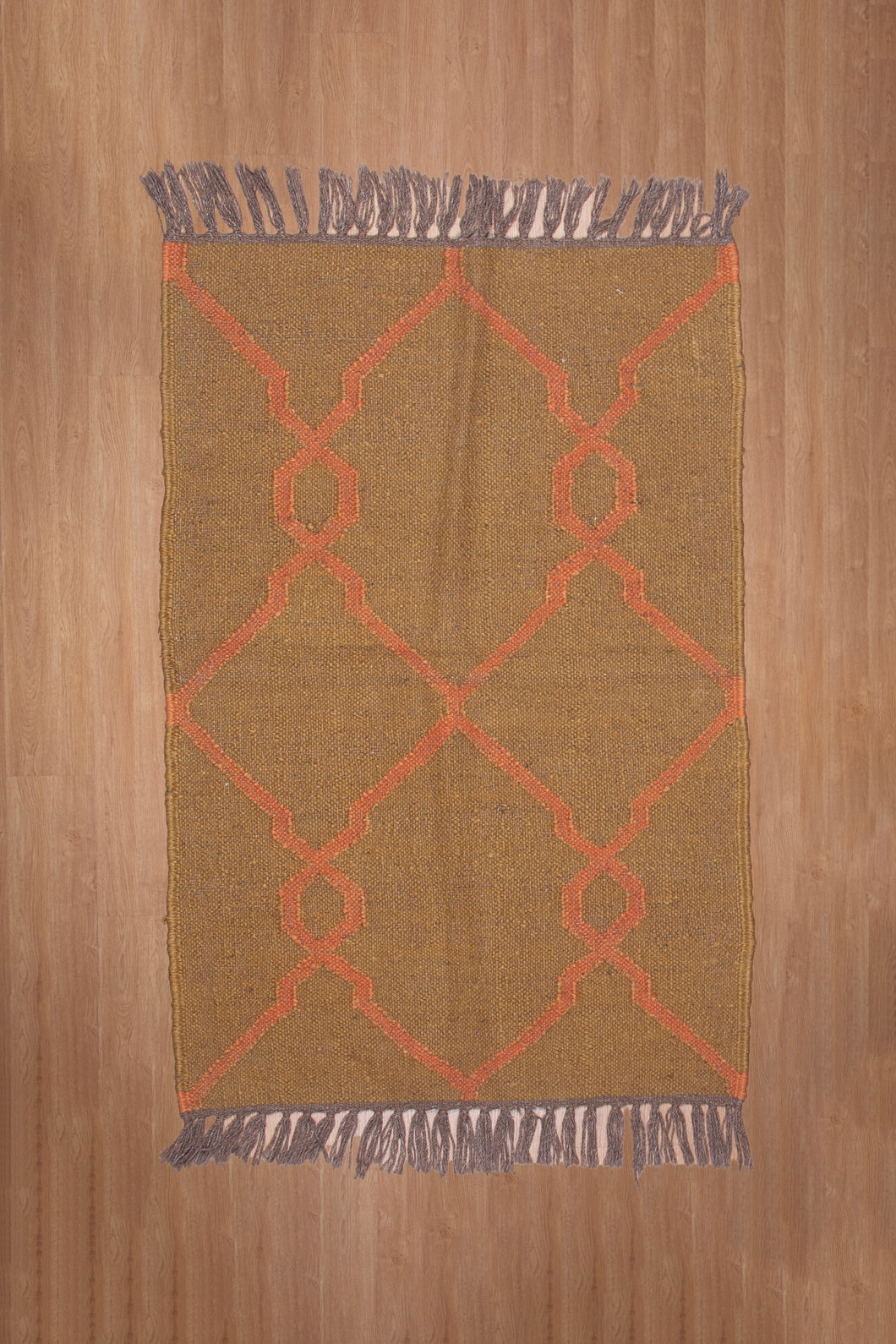 Amber Lattice Pattern Jute Dhurrie