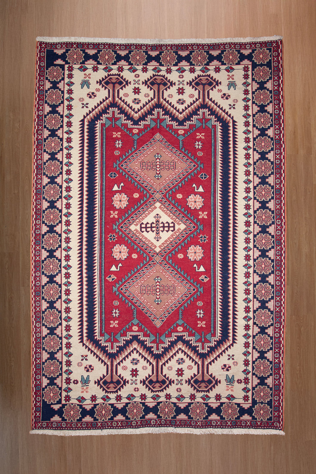 Kazak Geometric Medallion Wool Rug