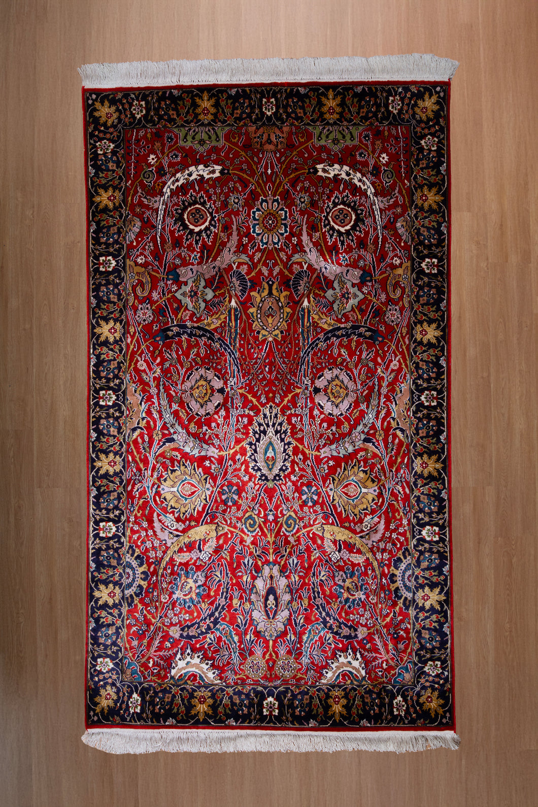 Sickle Leaf-Inspired Kashmiri Silk Masterpiece