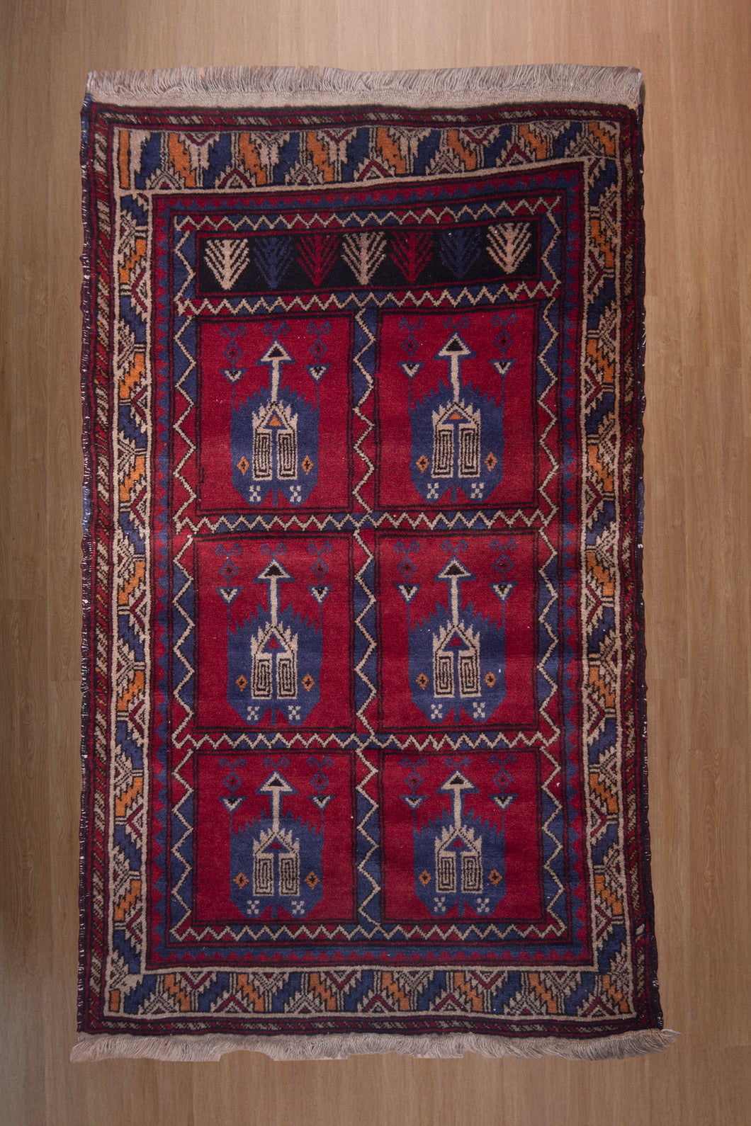 Antique Caucasian Village Symbol Rug