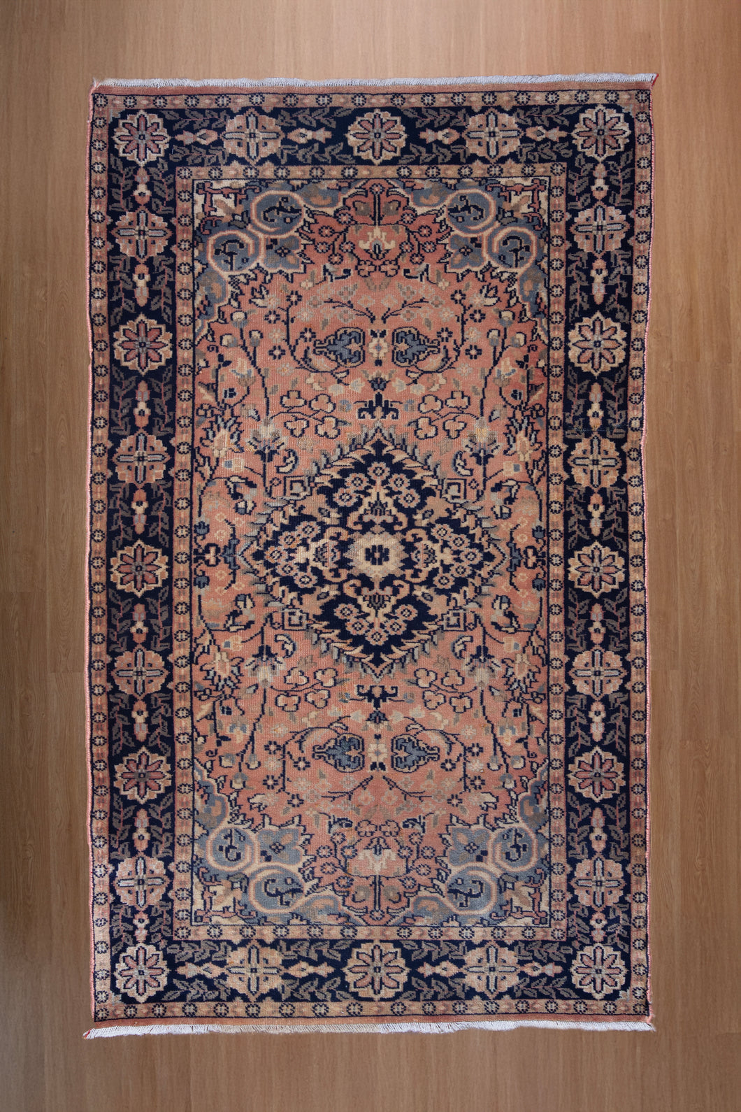 Blush Medallion Floral Wool Rug