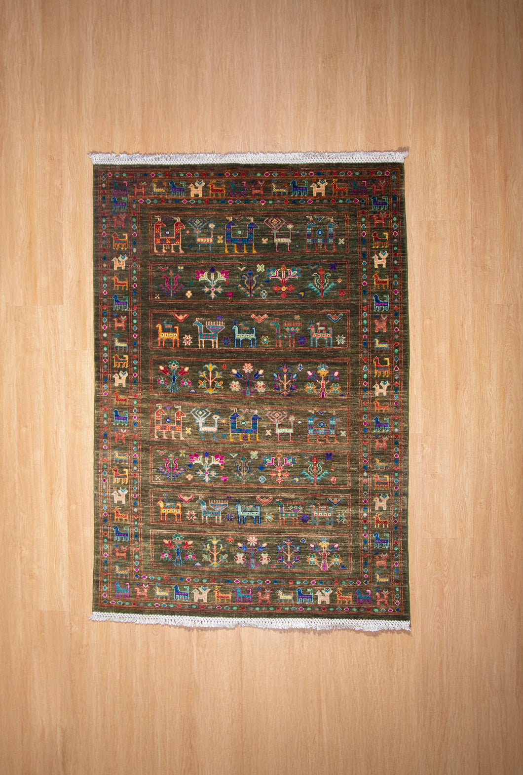 Olive Green Tribal Afghan Zeigler Rug