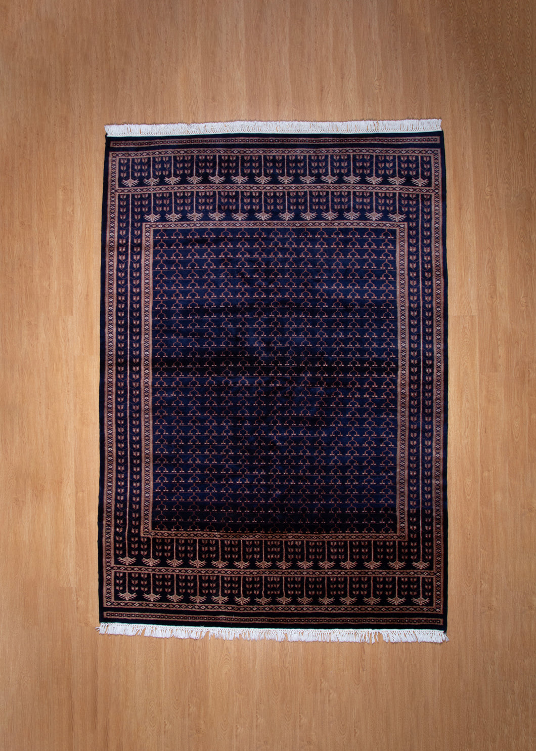 Indo Kashan Deep Indigo Wool Rug