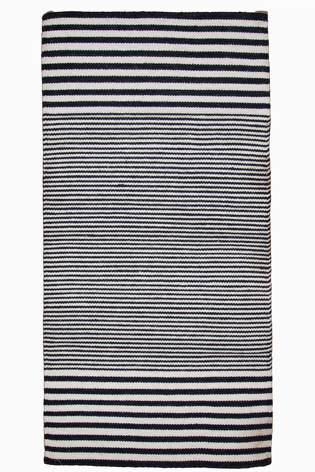 Monochrome Handwoven Striped Wool Dhurrie