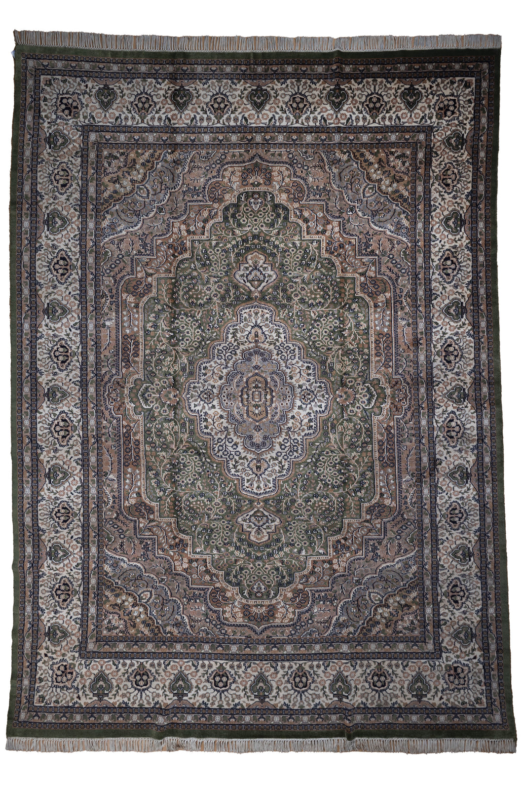 Regal Green Medallion Kashan Rug