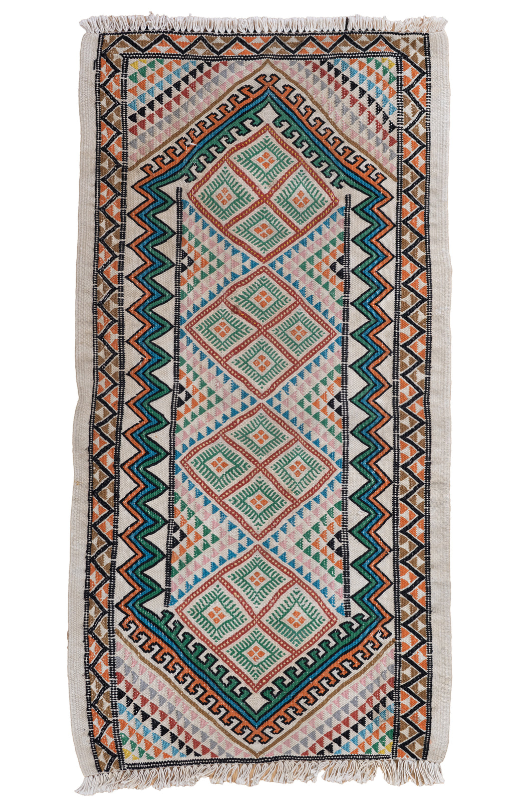 Handwoven Geometric Moroccan Kilim Rug