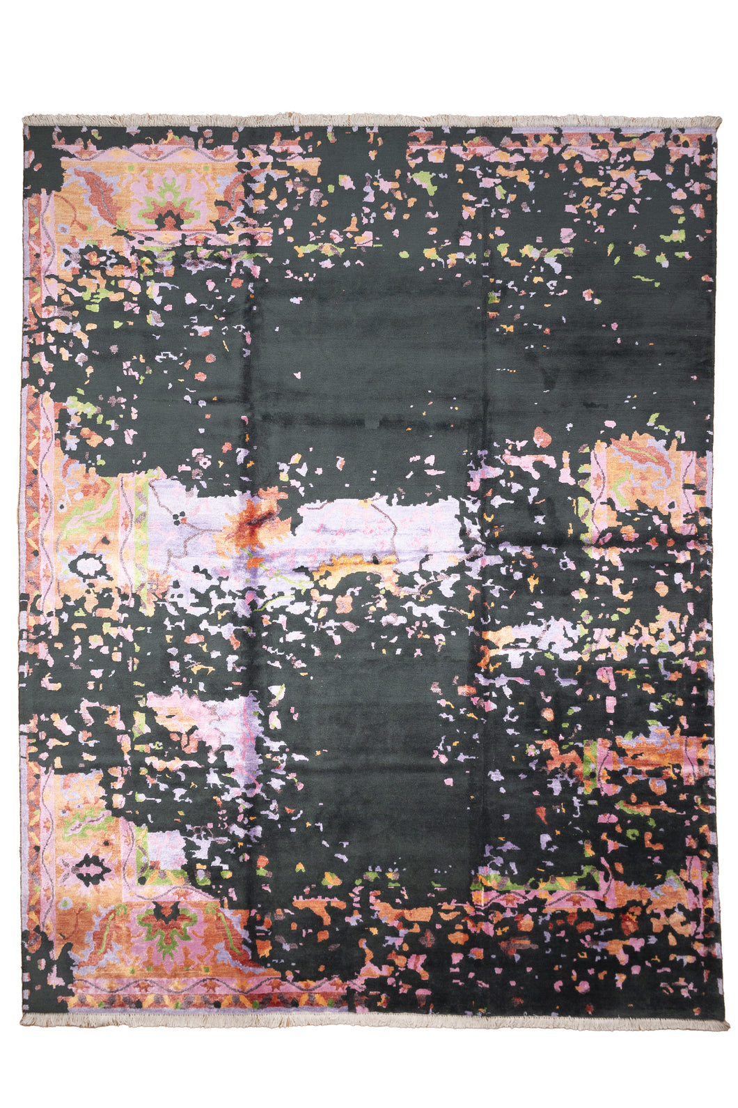 Electric Bloom Abstract Silk Rug