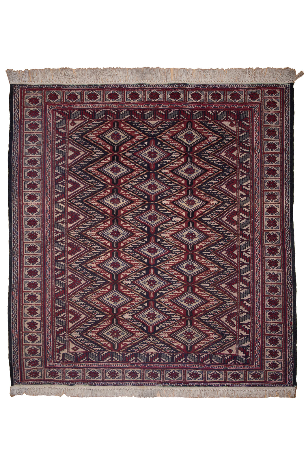 Geometric Red Mashwani Kilim Rug