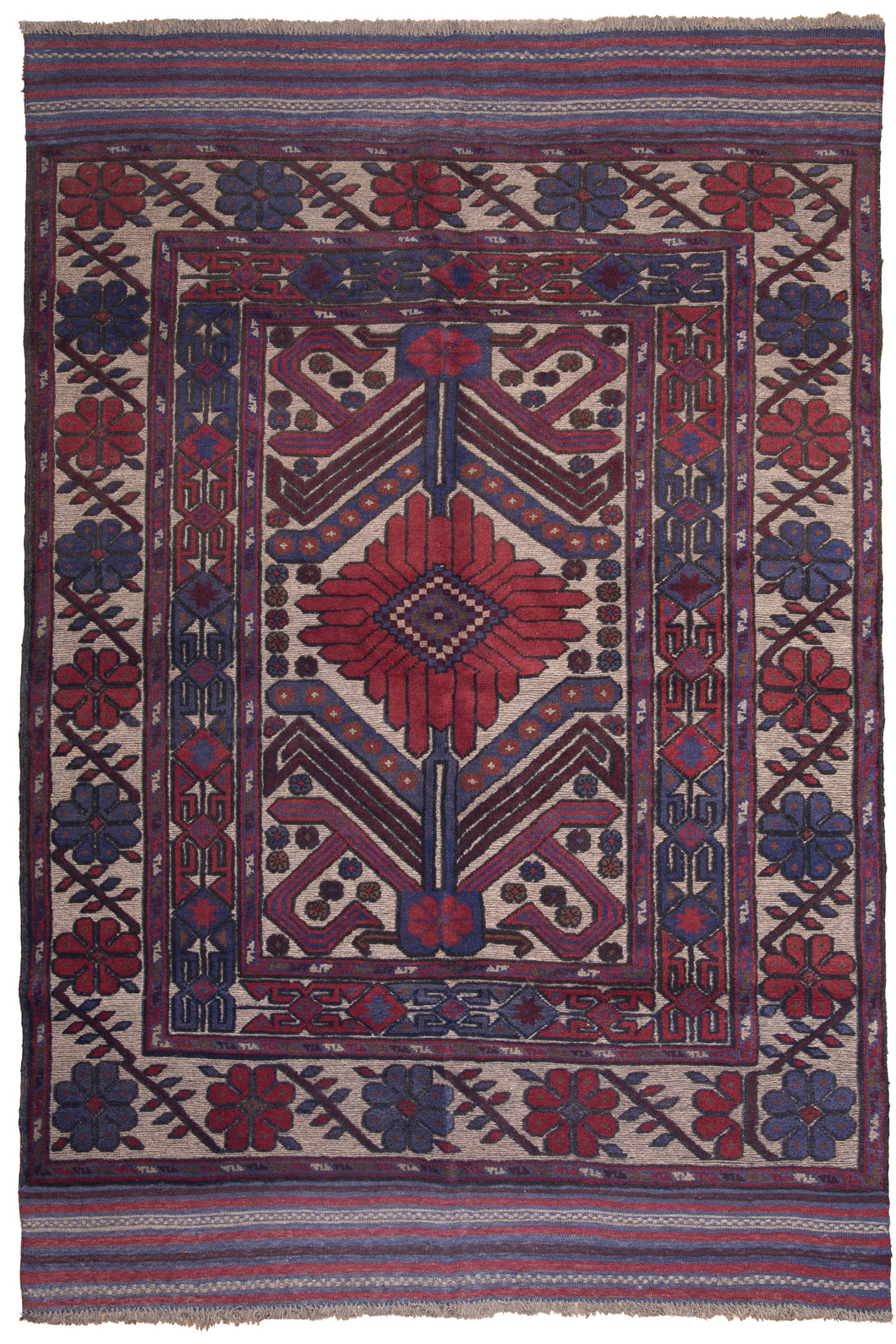 Afghan Floral Motif Barjesta Kilim