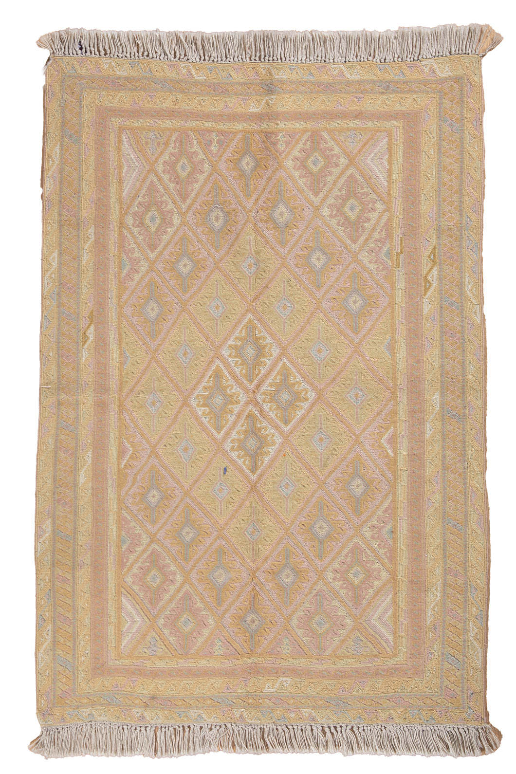 Textured Harmony Afghan Nakhunak Kilim