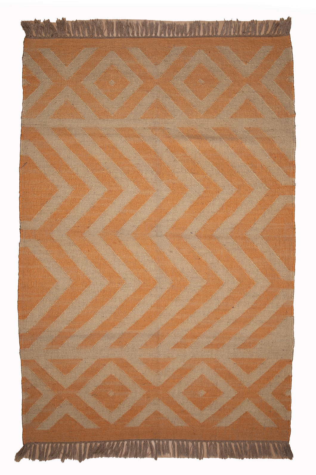 Burnt Sienna Geometric Jute Dhurrie