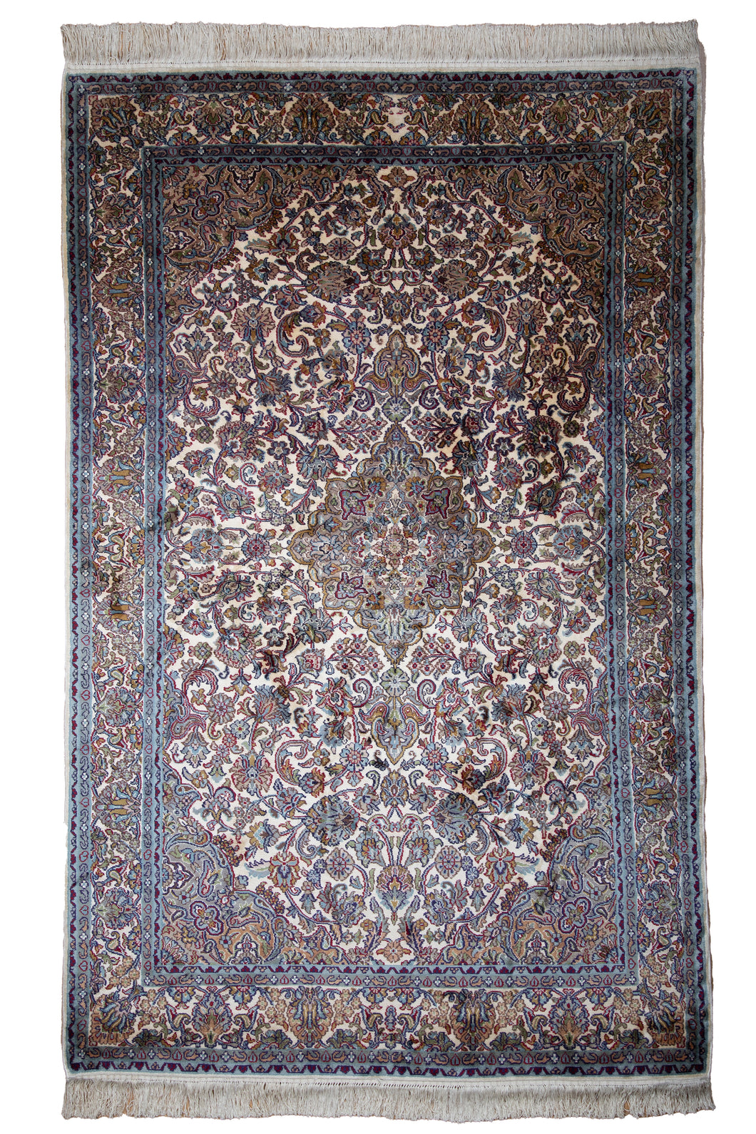 Kashmir Ivory Kashan Silk Carpet