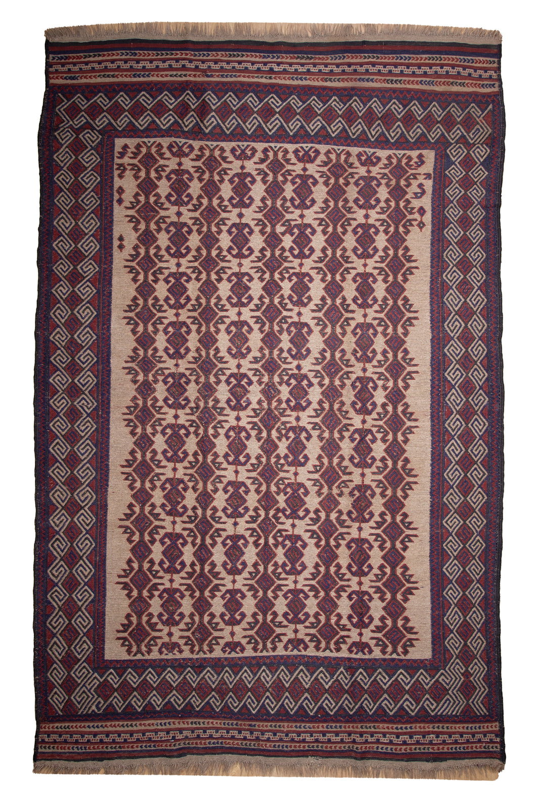 Vintage Afghani Kilim with Tribal Motifs