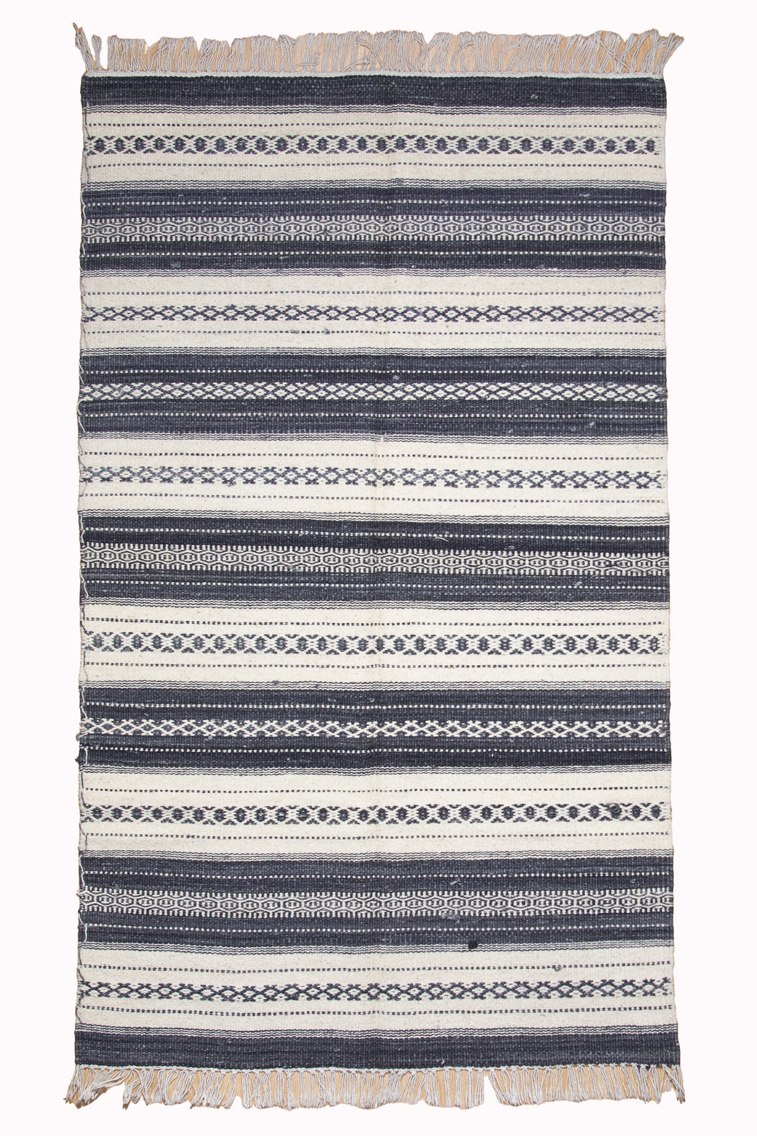 Earth-Toned Handwoven Wool Dhurrie Rug