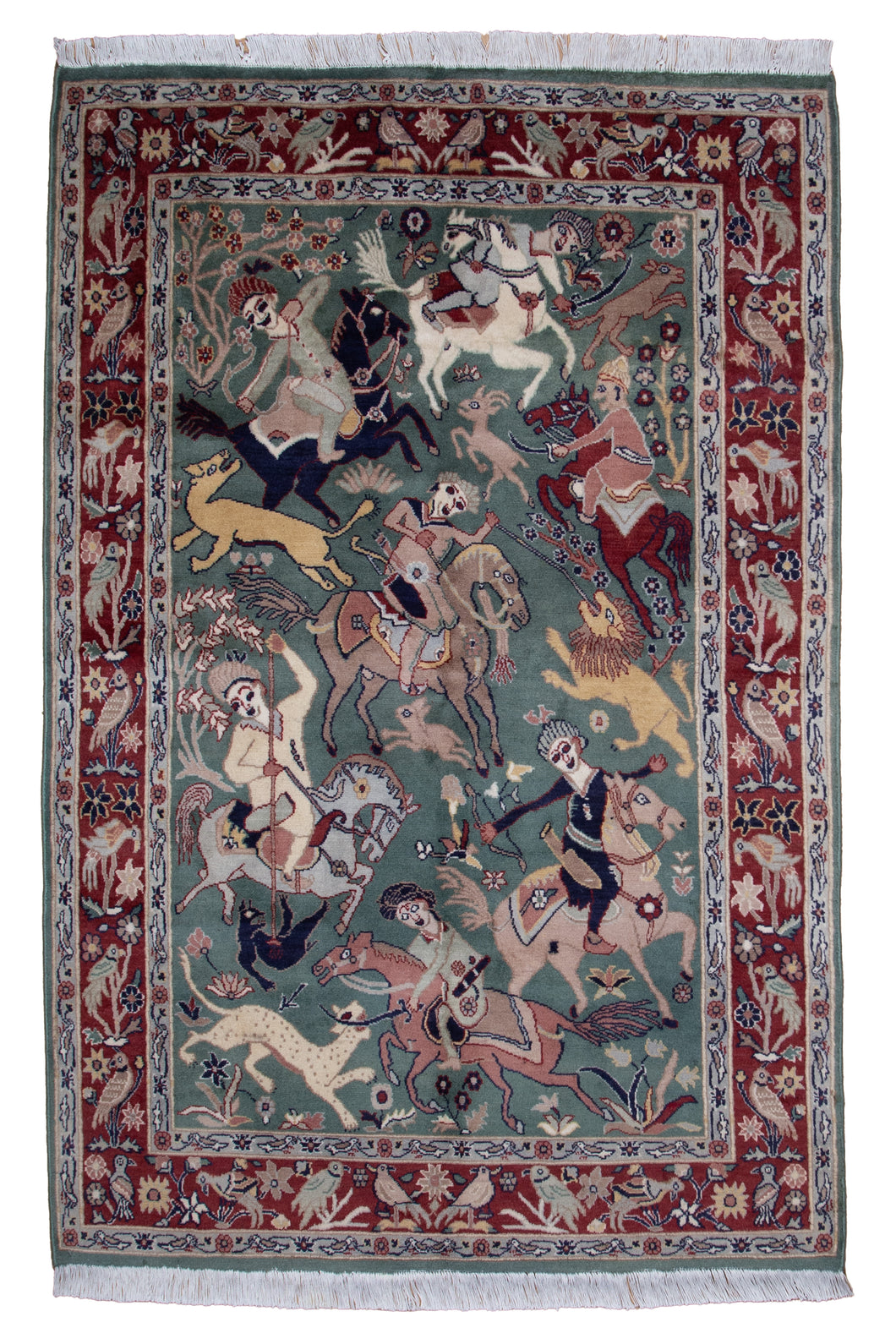 Persian Hunt Scene Isfahan Rug