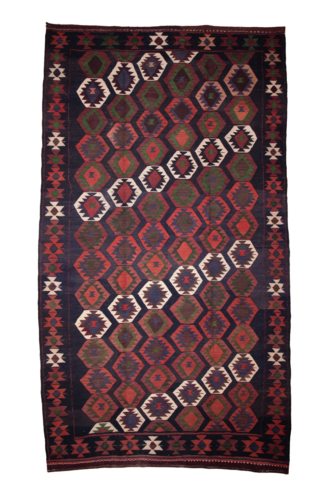 Antique Caucasian Kilim Hexagon Medley