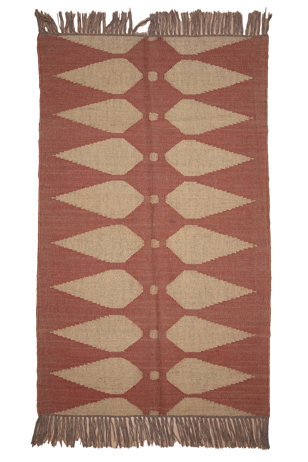 Rust Red Geometric Jute Dhurrie
