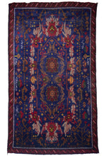 Load image into Gallery viewer, Royal Blue Floral Afghan Rug
