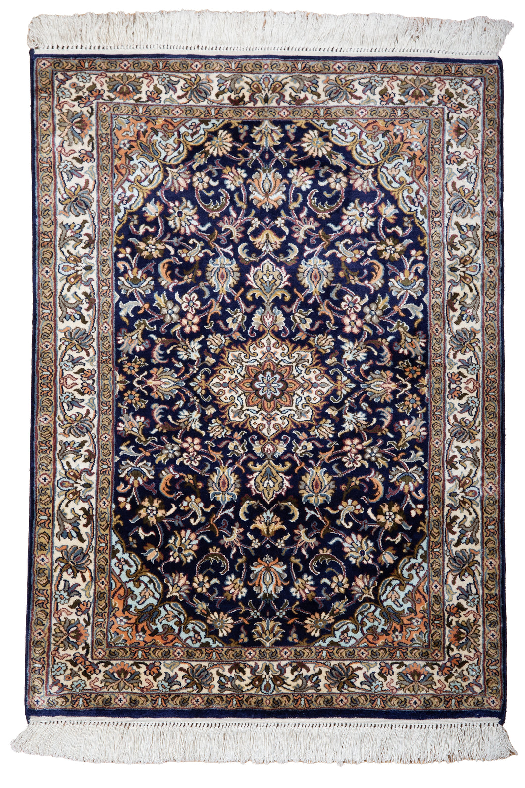 Midnight Bloom Kashan Silk Masterpiece