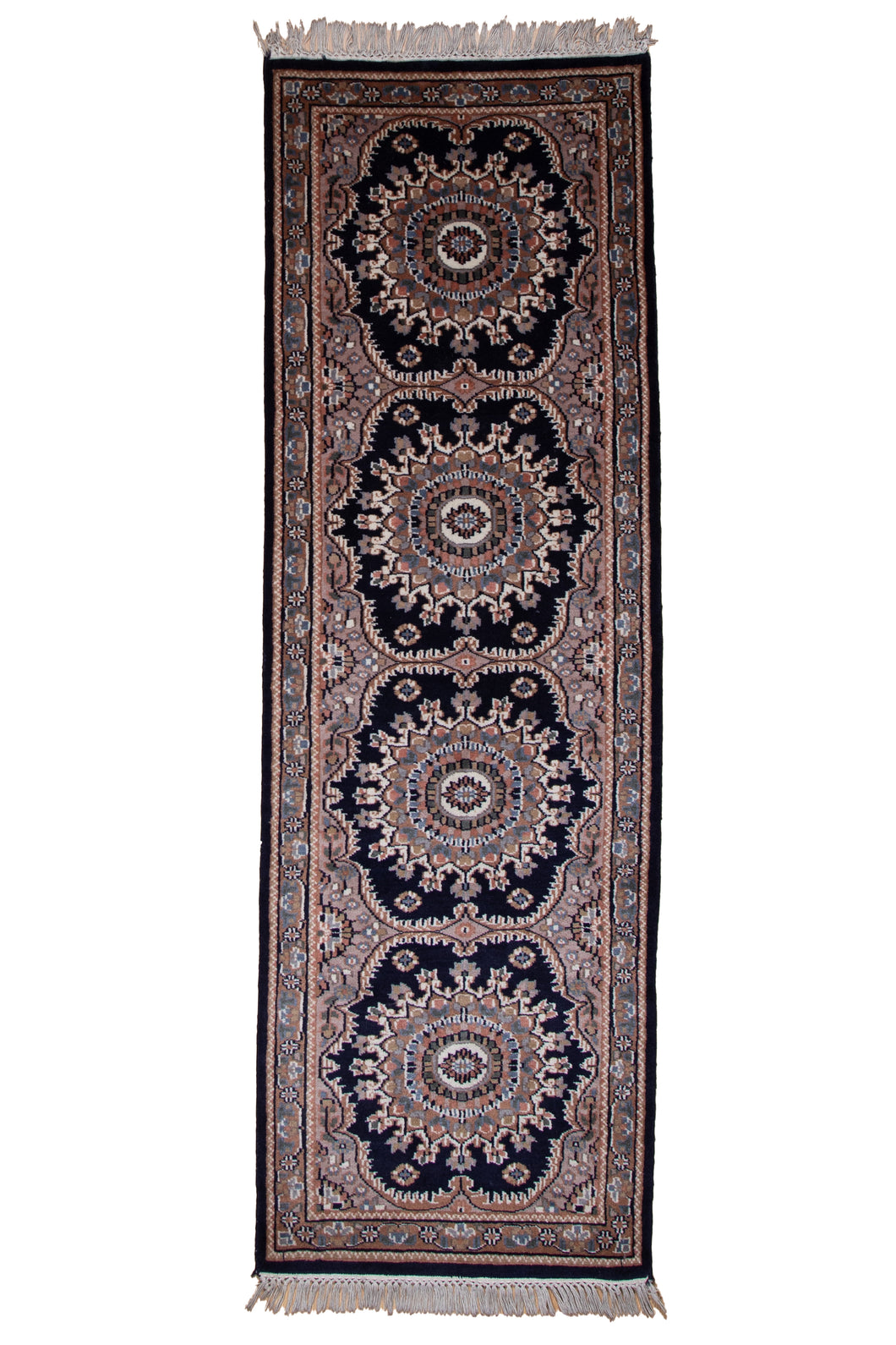 Indo Kashan Wool Medallion Runner