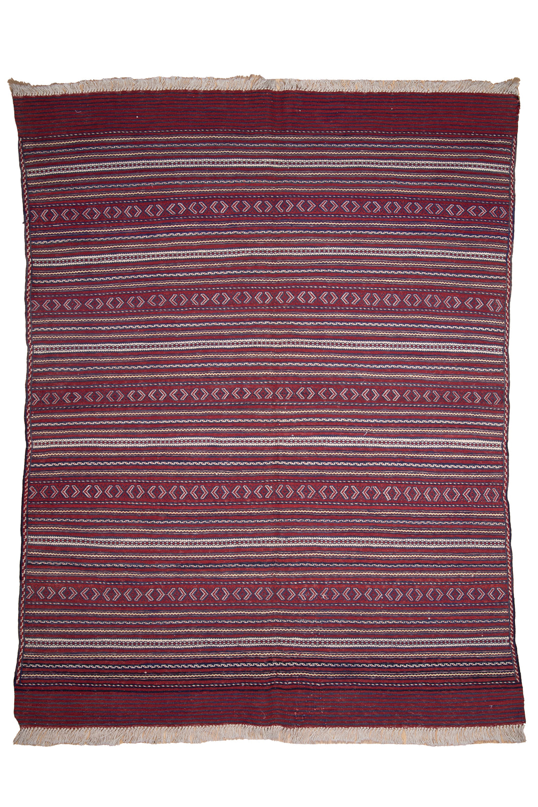 Crimson Rhythm Striped Maliki Kilim