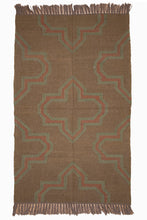 Load image into Gallery viewer, Handwoven Brown Geometric Jute Dhurrie
