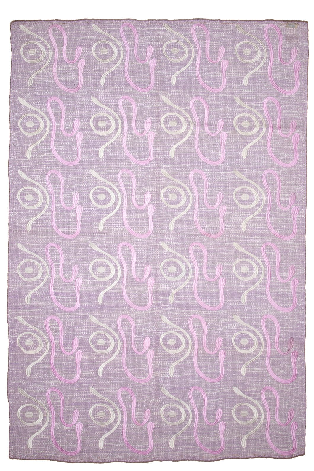 Pastel Pink Abstract Wool Zari Dhurrie
