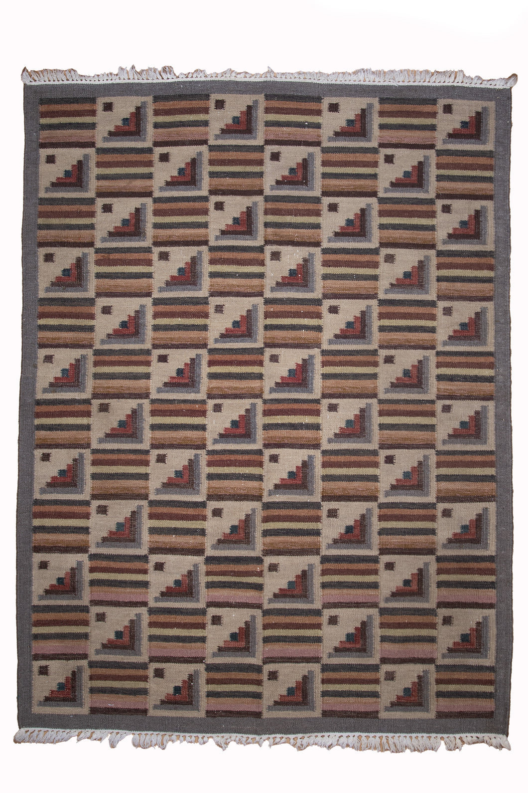 Heritage Stair-Step Wool Dhurrie Rug