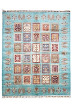 Load image into Gallery viewer, Aqua Garden Panel Afghan Zeigler Rug
