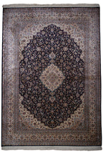 Load image into Gallery viewer, Midnight Bloom Kashan Silk Carpet
