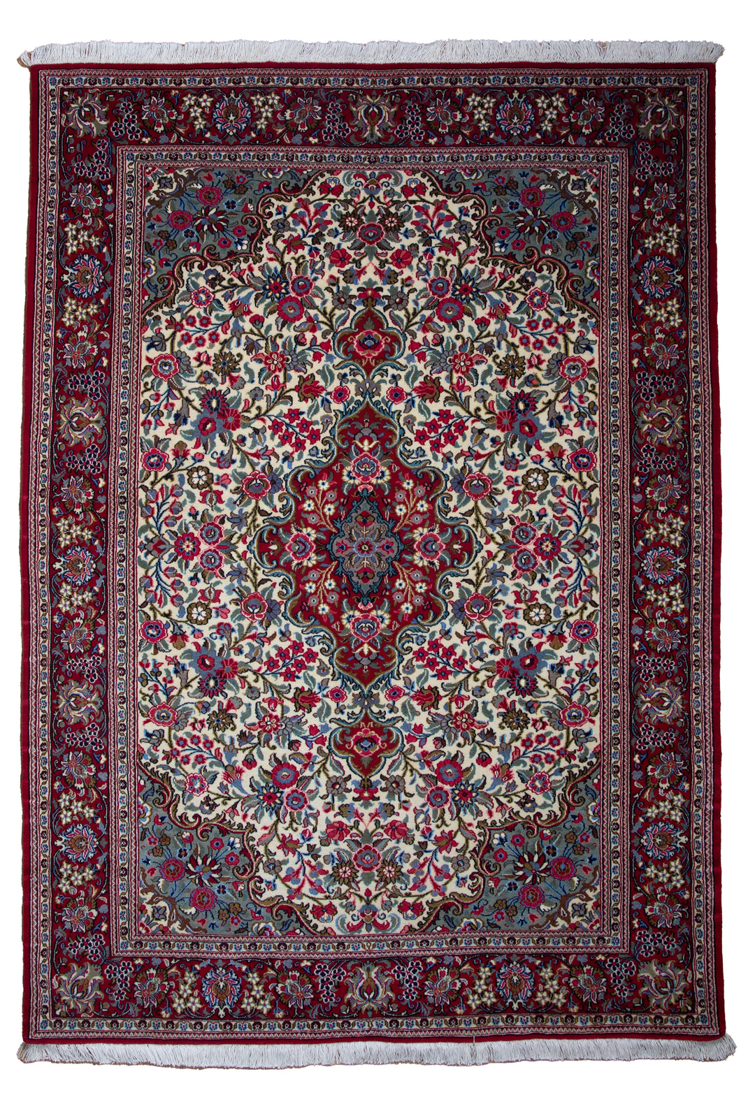 Ivory Floral Persian Qum Rug