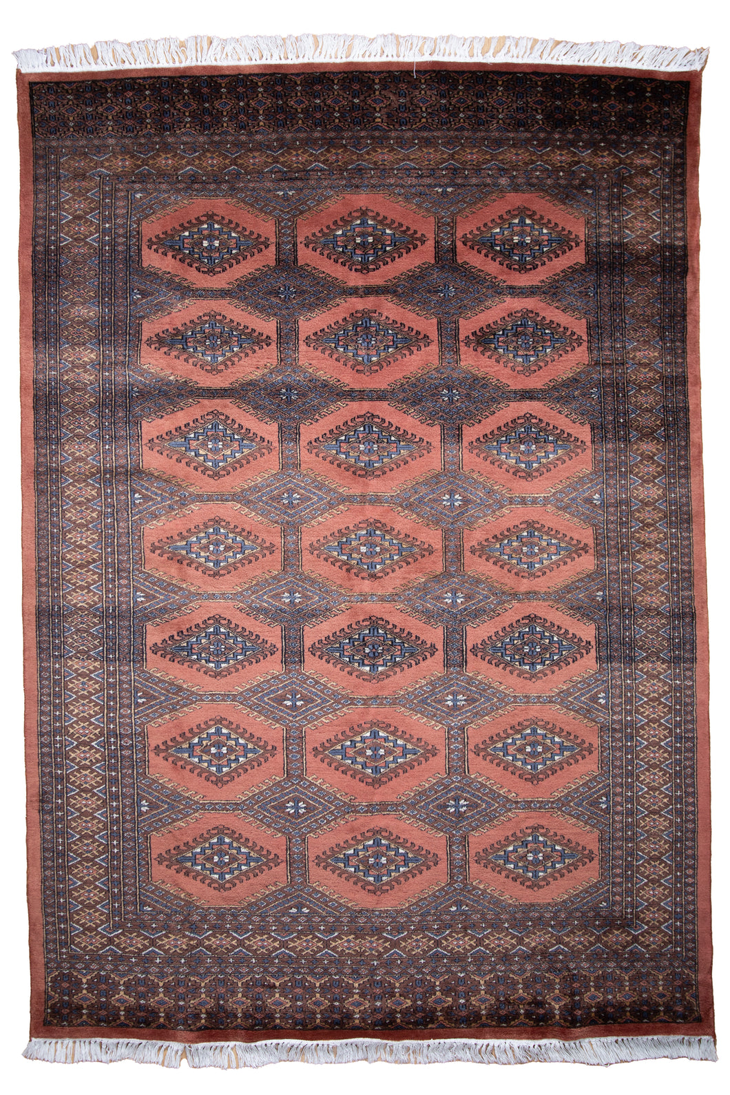 Indian Wool Rug with Tribal Geometry