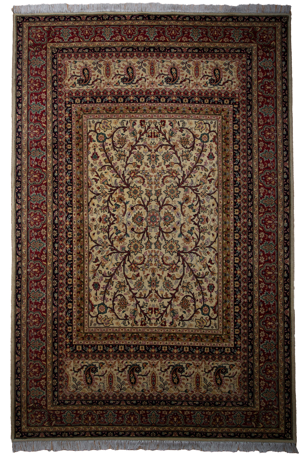 Paisley Border Indo Kashan Rug