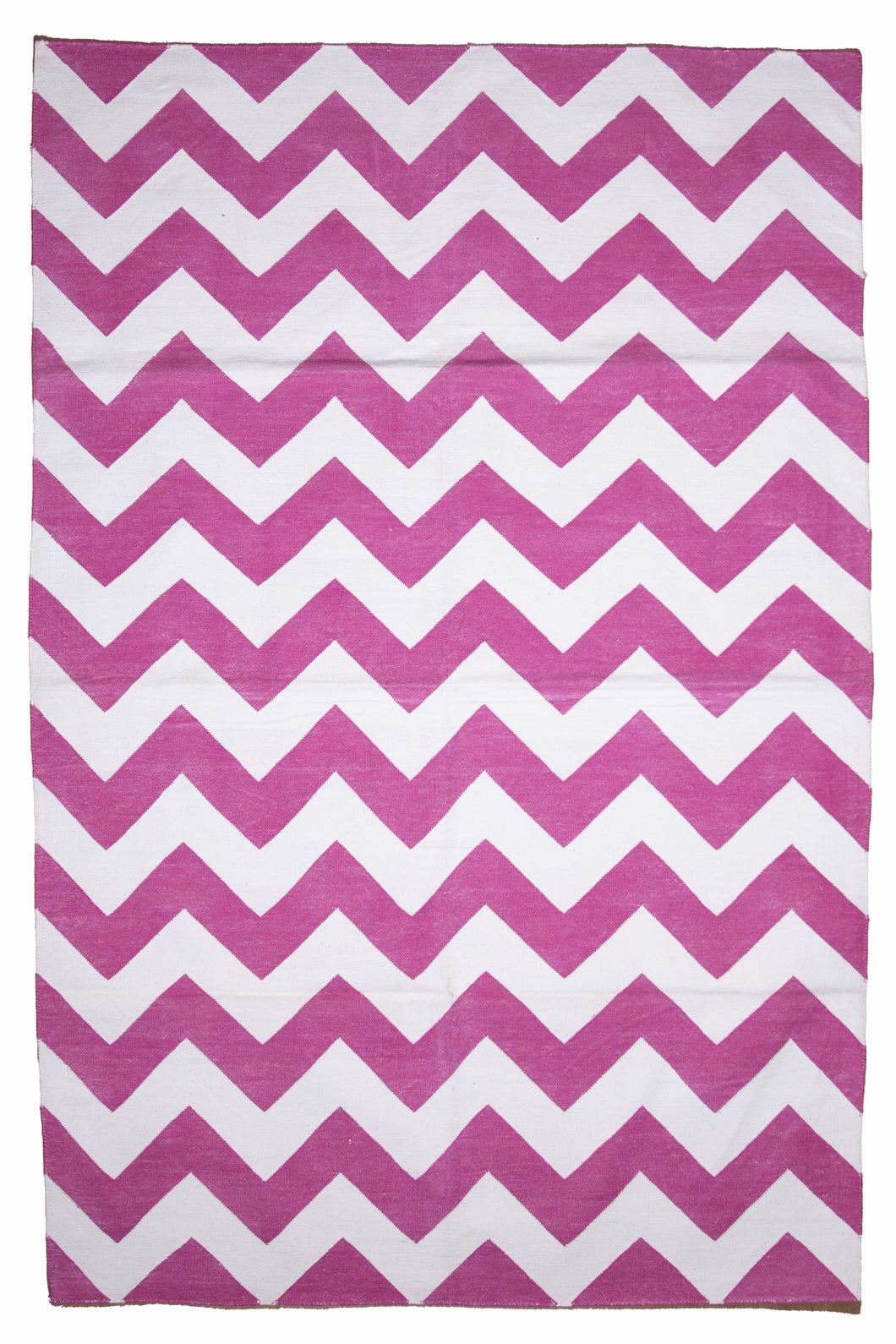 Pink Chevron Handwoven Cotton Dhurrie