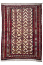 Load image into Gallery viewer, Zahir Shahi Wool Rug in Ivory Crimson

