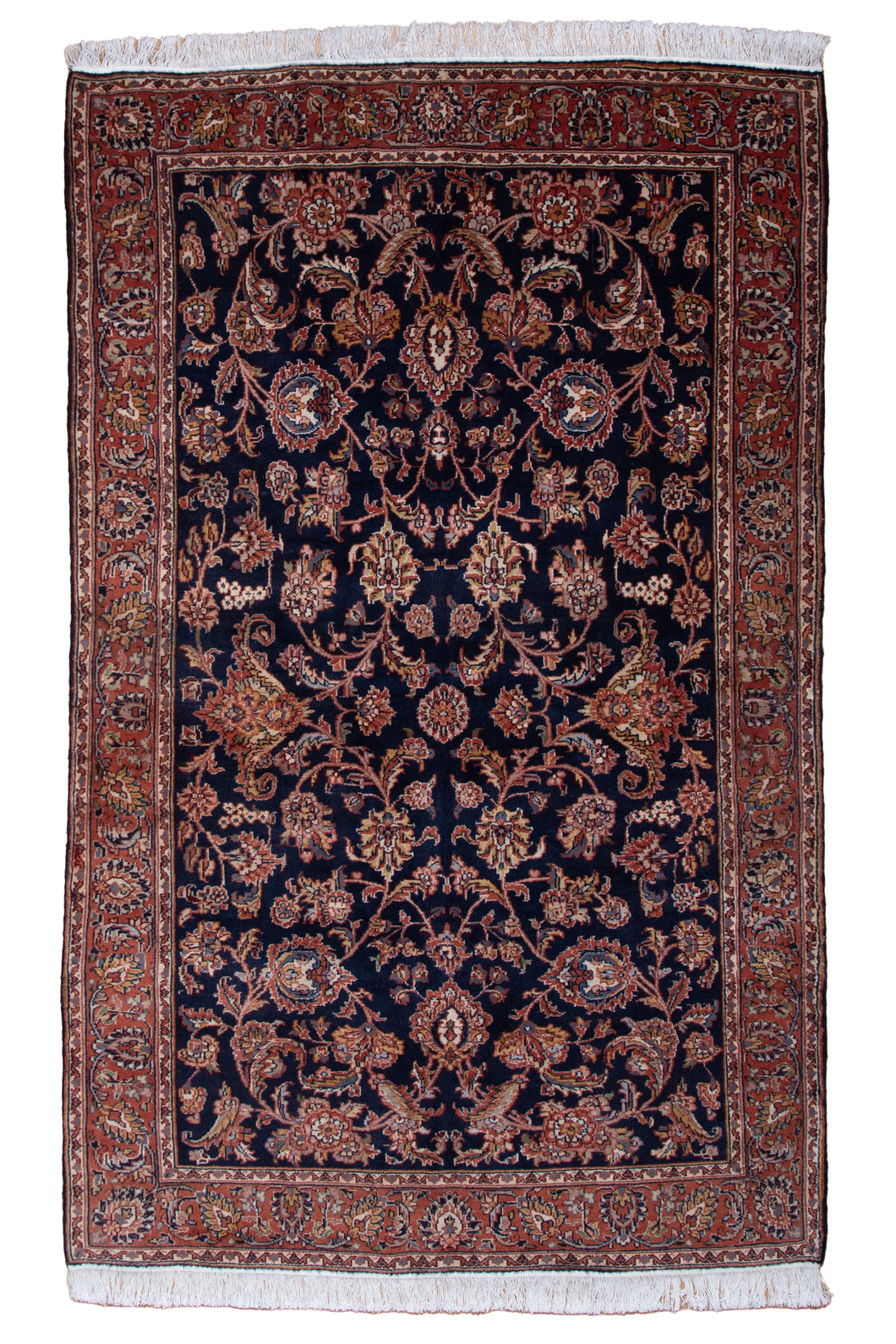 Midnight Bloom Vintage Kashan Rug