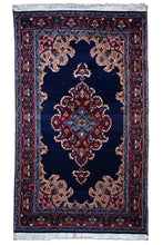 Load image into Gallery viewer, Navy Medallion Wool Kashmiri Rug
