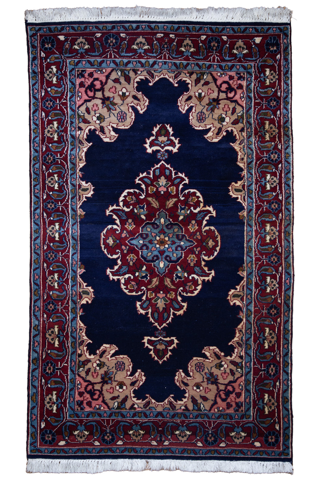 Navy Medallion Wool Kashmiri Rug