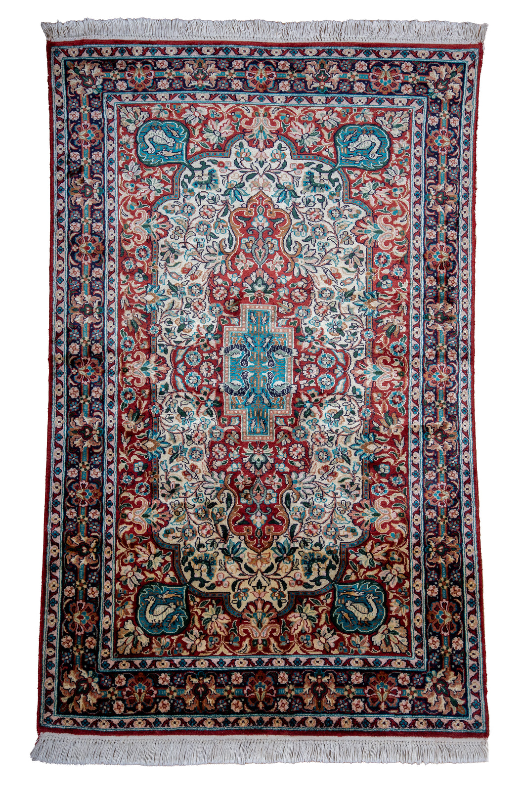 Regal Red Kashmiri Silk Medallion