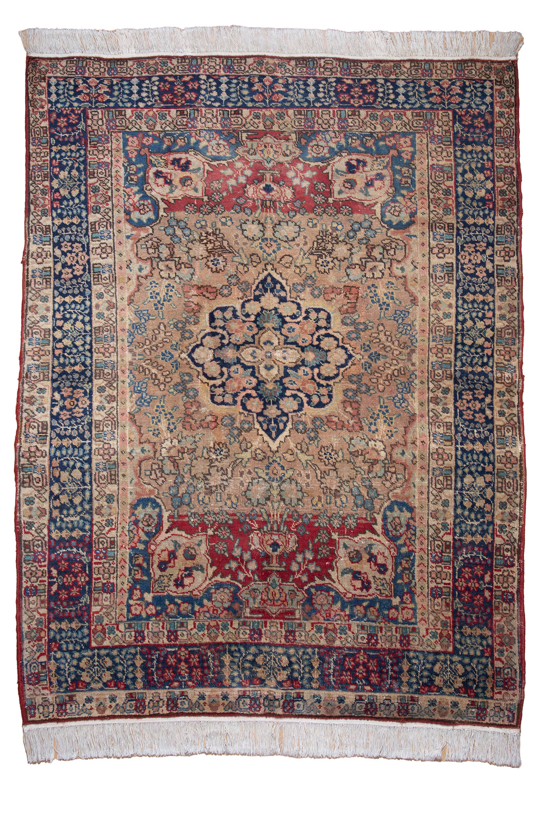 Antique Low-Pile Tabriz Wool Rug